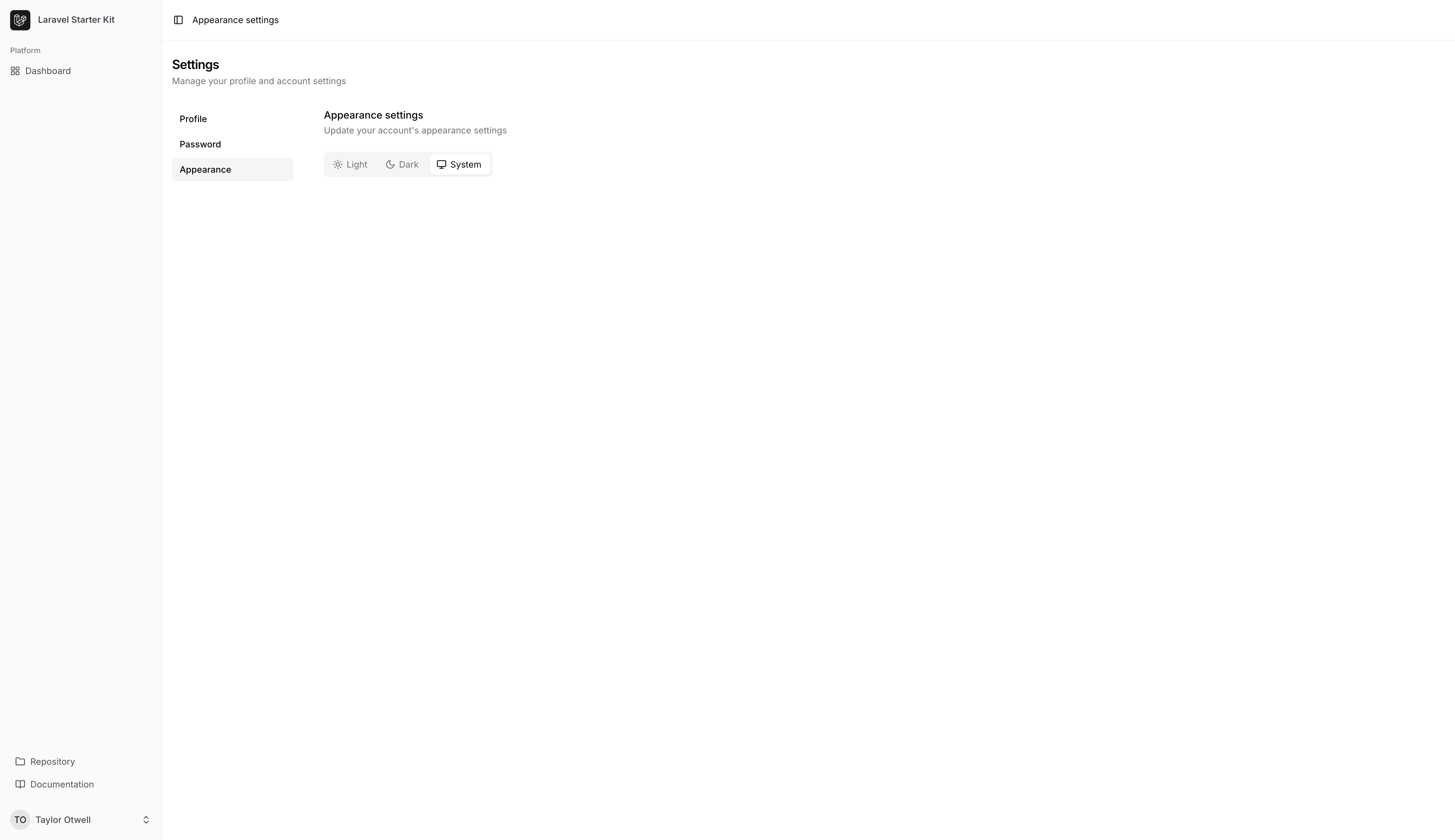 Dashboard Screenshot