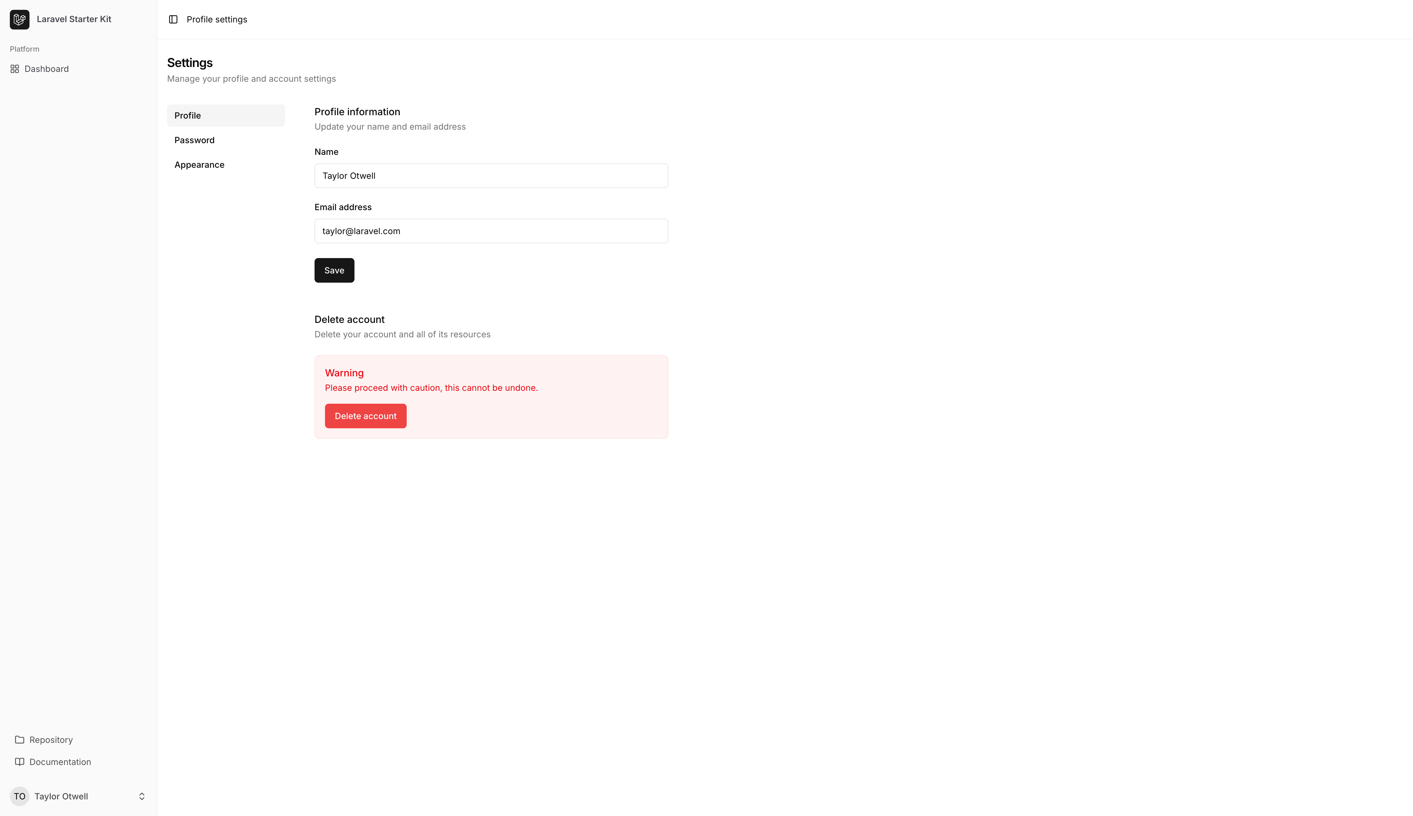 Dashboard Screenshot